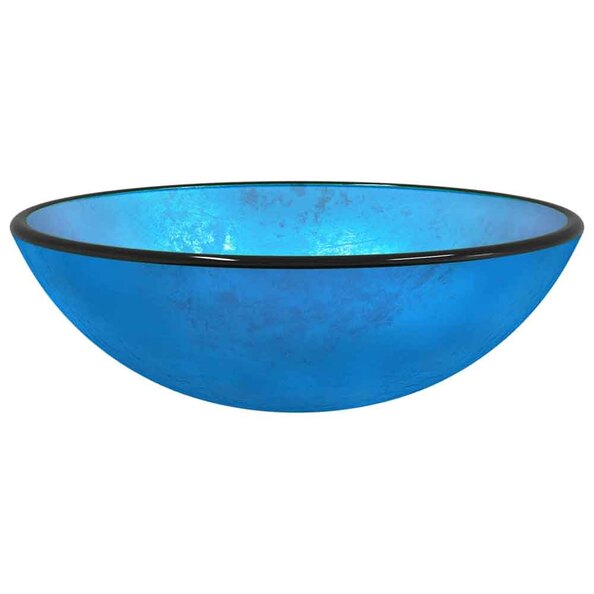 Tacoma Round Countertop Basin Without Waste 420mm Wide 0TH - Blue Glass