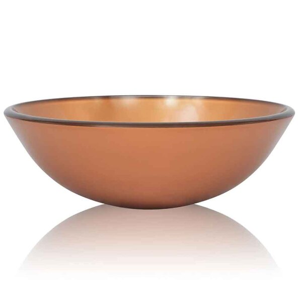 Tacoma Round Countertop Basin Without Waste 420mm Wide 0TH - Brown Glass