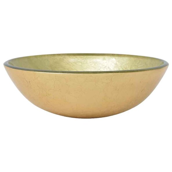 Tacoma Round Countertop Basin Without Waste 420mm Wide 0TH - Gold Glass