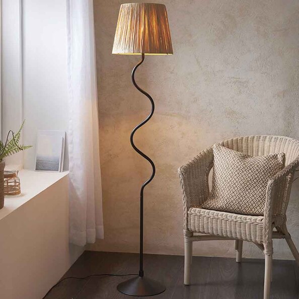 Tampa Fabric Floor Lamp In Matt Black