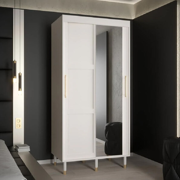 Tarboro Mirrored Wardorbe 100cm With 2 Sliding Doors In White