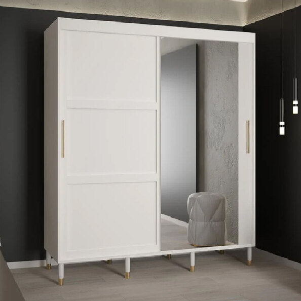 Tarboro Mirrored Wardorbe 180cm With 2 Sliding Doors In White