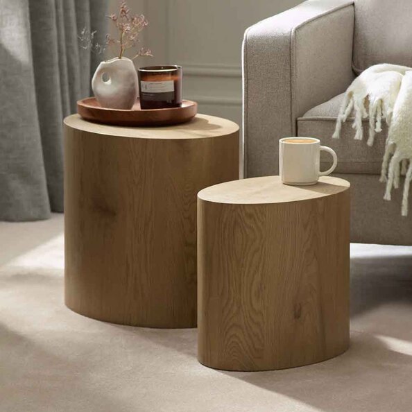 Tarrytown Wooden Oval Nest of 2 Tables in Oak