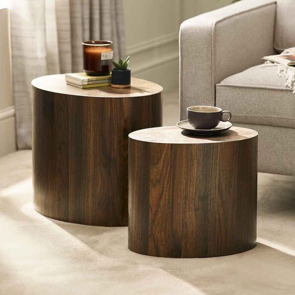 Tarrytown Wooden Oval Nest of 2 Tables in Walnut