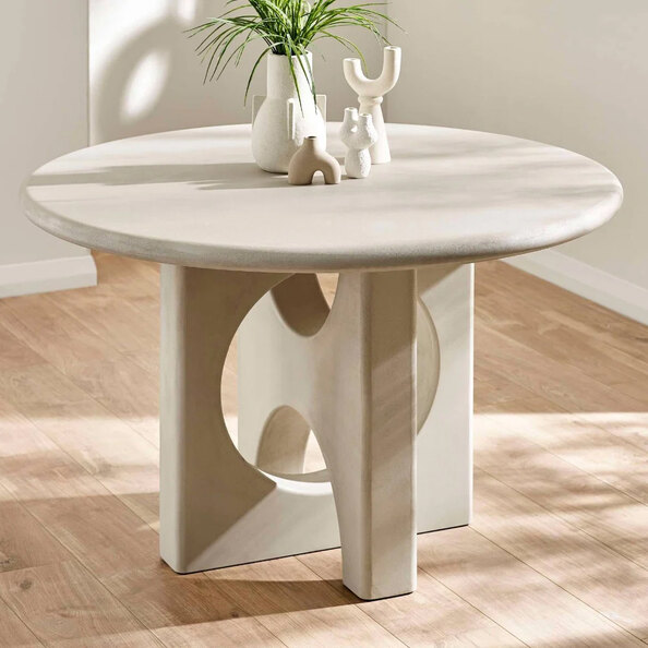 Tarvio Round Stone Effect Dining Table in Grey