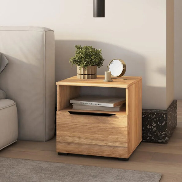 Tarzana Wooden Bedside Cabinet With 1 Drawer In Mauvella Oak