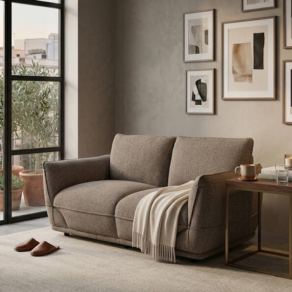 Tavion Fabric 2 Seater Sofa in Pebble