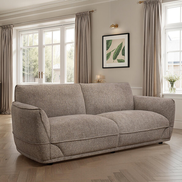 Tavion Fabric 3 Seater Sofa in Pebble