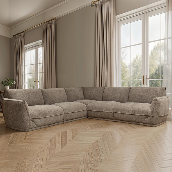 Tavion Fabric Corner Sofa in Pebble