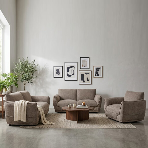 Tavion Fabric Sofa Suite in Pebble