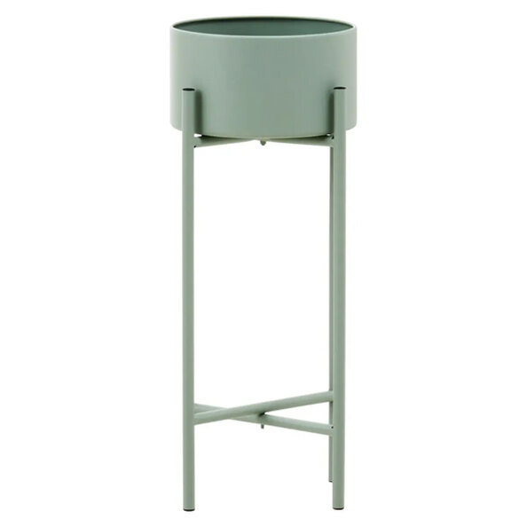Tavira Small Metal Floor Standing Planter In Green
