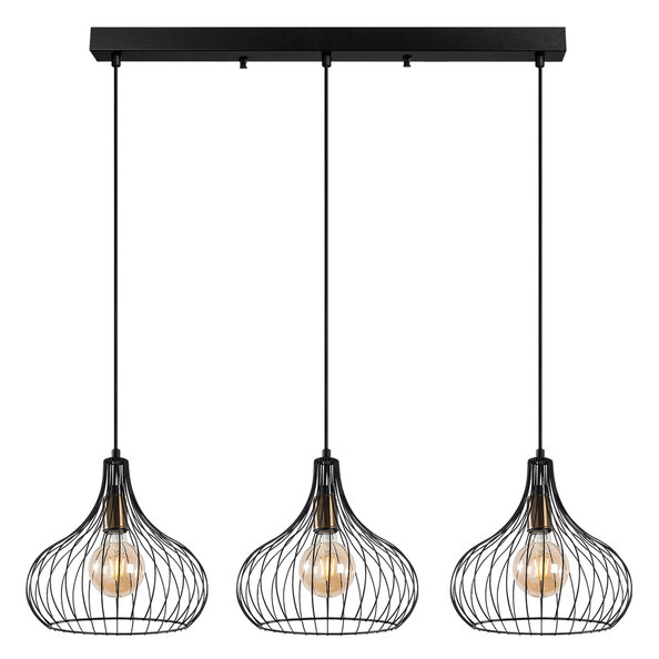 Teldamla 3 Light Metal Ceiling Pendant Light in Black and Antique