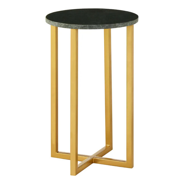 Telluride Green Marble Top Side Table With Gold Frame