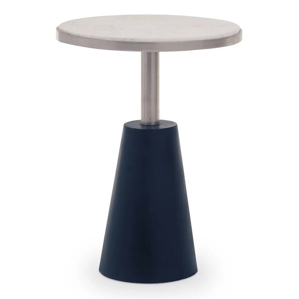 Telluride White Marble Top Nesting Side Tables With Metal Base
