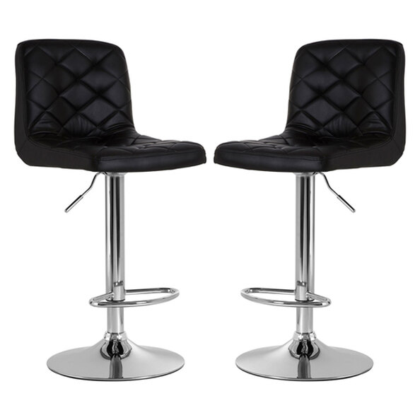 Terot Black Faux Leather Bar Chairs With Chrome Base In A Pair