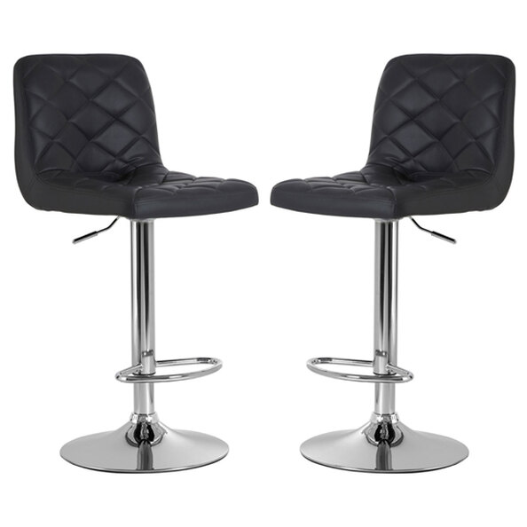 Terot Grey Faux Leather Bar Chairs With Chrome Base In A Pair