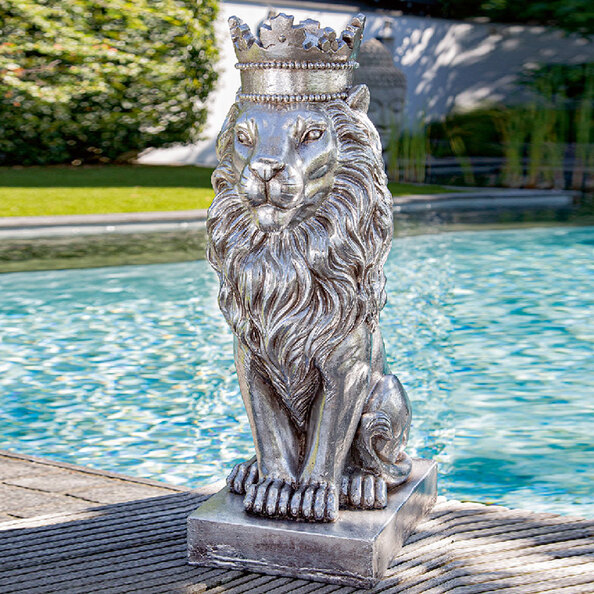 Terrell Magnesia Lion Sculpture in Silver