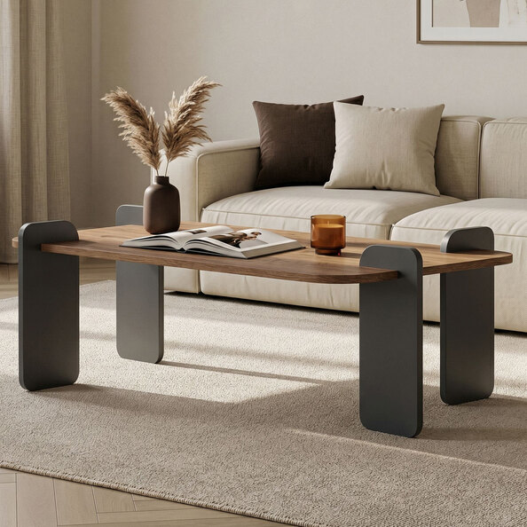 Tervan Rectangular Wooden Coffee Table in Atlantic Pine and Anthracite