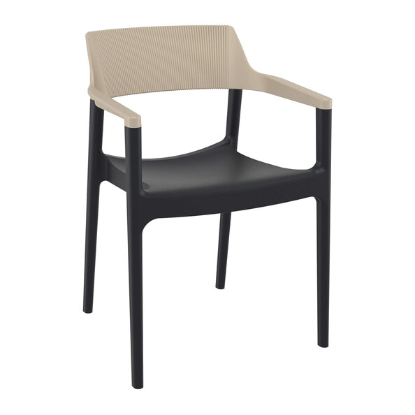 Tervel Polypropylene Stacking Armchair in Black and Taupe