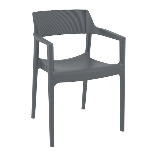 Tervel Polypropylene Stacking Armchair in Dark Grey