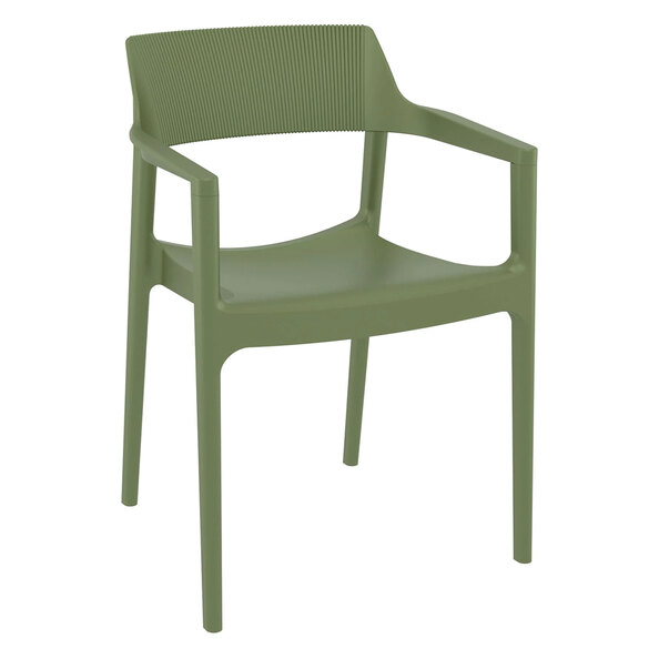 Tervel Polypropylene Stacking Armchair in Olive Green