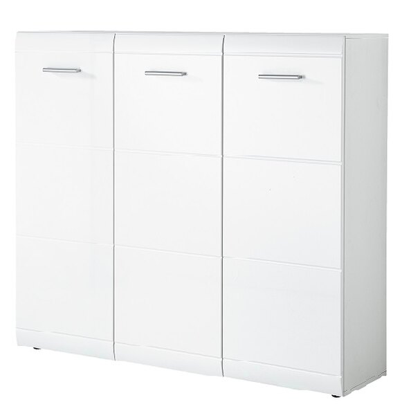 Adrian Large Shoe Cabinet In White Gloss Fronts With 3 Doors
