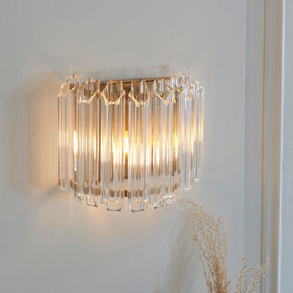 Thomas Hexagonal Glass Wall Light In Brushed Aged Bras