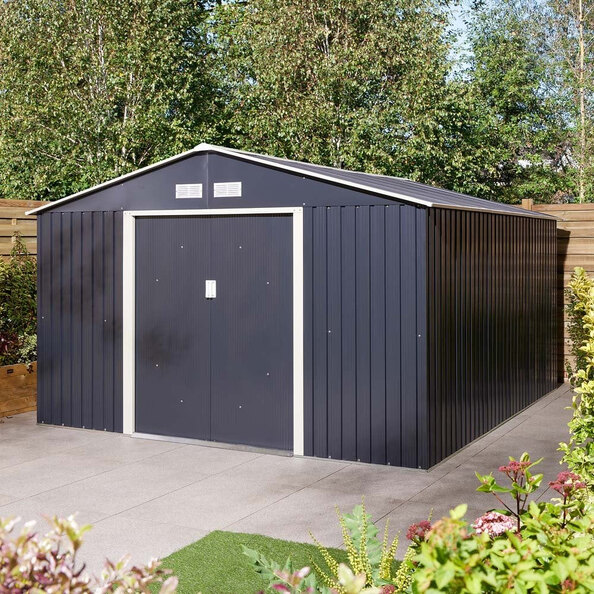 Thorpe Metal Garden Apex Shed Foundation Kit In Dark Grey 10x12