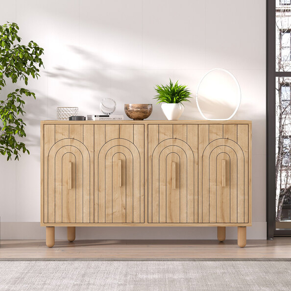 Tiger Wooden Sideboard with 4 Doors in Sapphire Oak