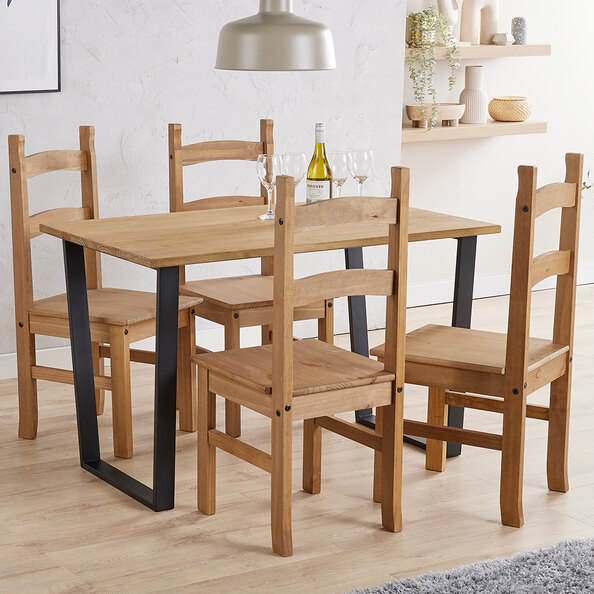 Tilston Small Wooden Dining Table With 4 Chairs In Oak