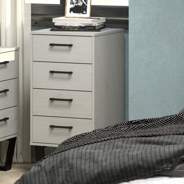 Tilston Tall Wooden Chest Of 4 Drawers In White And Black