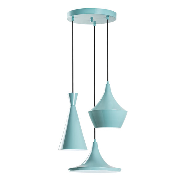 Tilton 3 Light Metal Ceiling Pendant Light in Turquoise