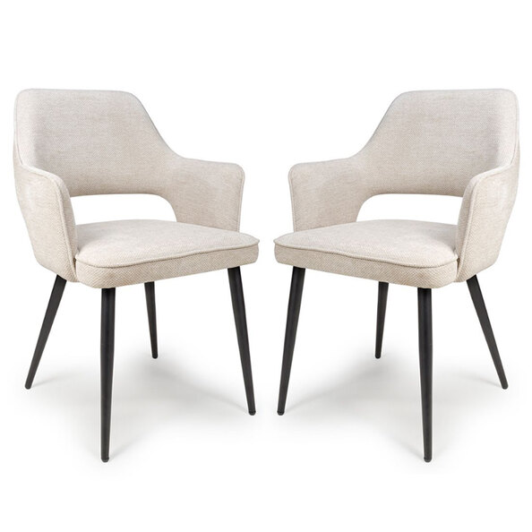 Tipton Natural Fabric Dining Chairs In Pair
