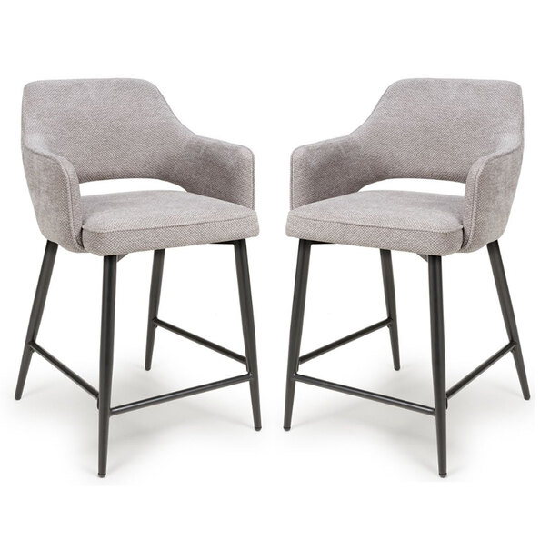 Tipton Pewter Fabric Counter Dining Chairs In Pair