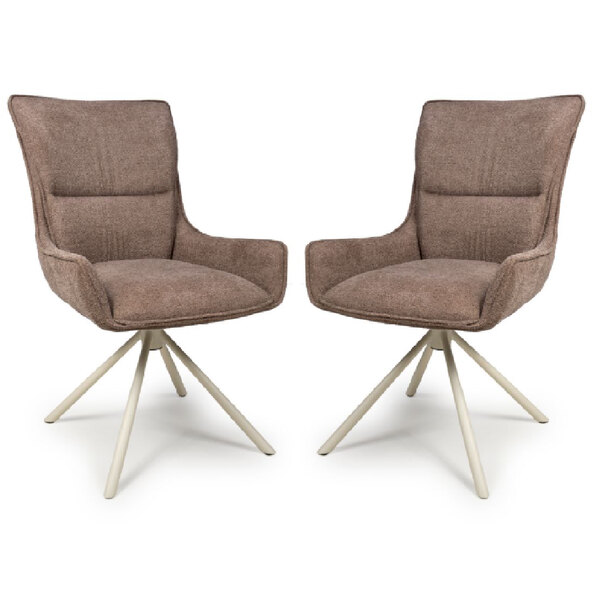 Tirana Coffee Fabric Dining Chairs In Pair