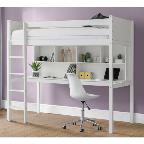 Takako Wooden High Sleeper Bunk Bed In Surf White