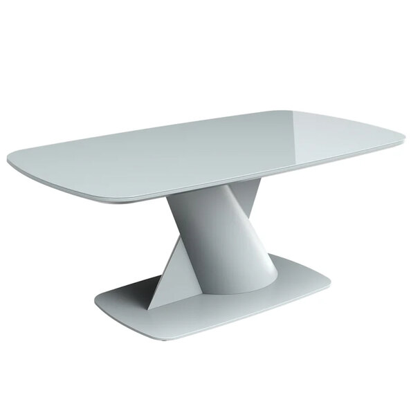 Tivori Rectangular High Gloss Coffee Table In Light Grey With Glass Top