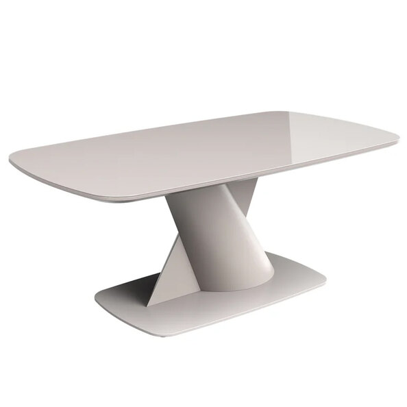 Tivori Rectangular High Gloss Coffee Table In Taupe With Glass Top