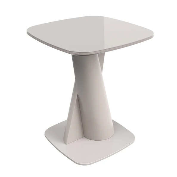 Tivori Square High Gloss Side Table In Taupe With Glass Top