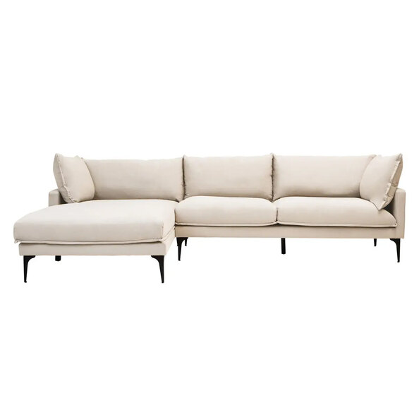 Toccoa Fabric Left Handed 3 Seater Sofa In Cream