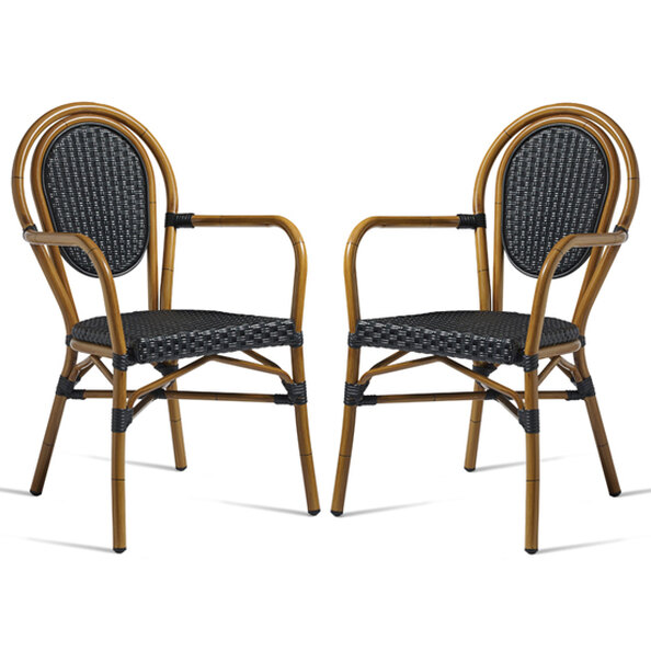 Toller Outdoor Black Aluminium Cane Effect Armchairs In Pair