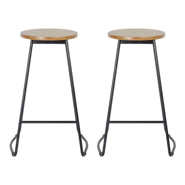 Torin Natural Wooden Bar Stools in Pair