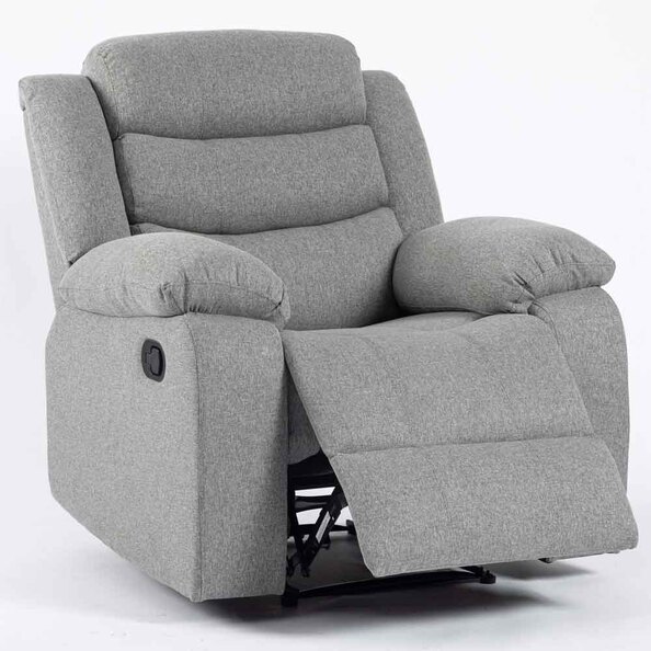 Torlix Fabric Recliner 1 Seater Sofa in Light Grey