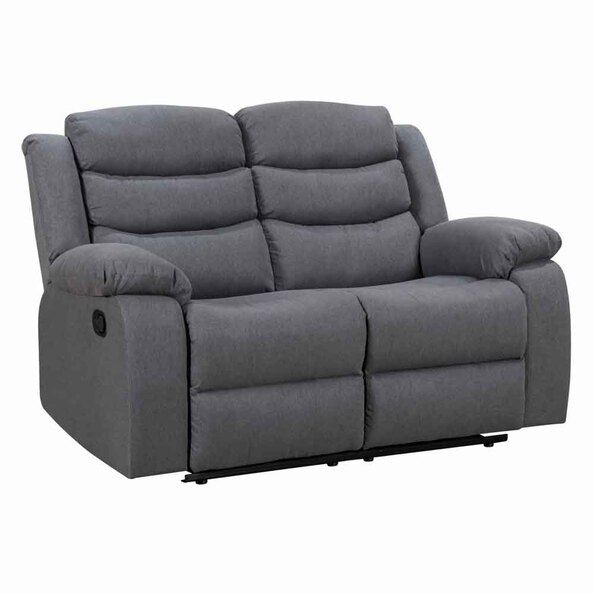 Torlix Fabric Recliner 2 Seater Sofa in Dark Grey