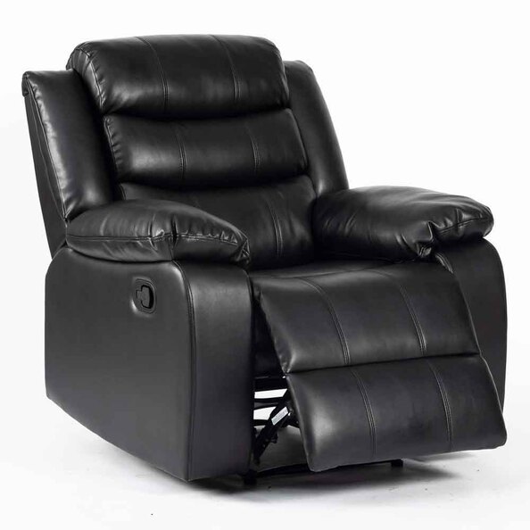 Torlix Faux Leather Recliner 1 Seater Sofa in Black
