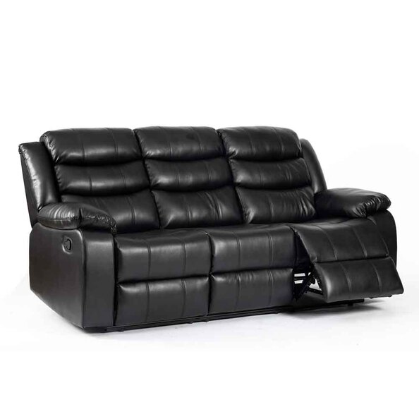 Torlix Faux Leather Recliner 3 Seater Sofa in Black