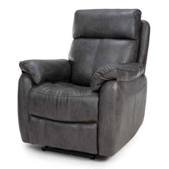 Torvani Faux Leather Electric Recliner 1 Seater Sofa in Dark Grey