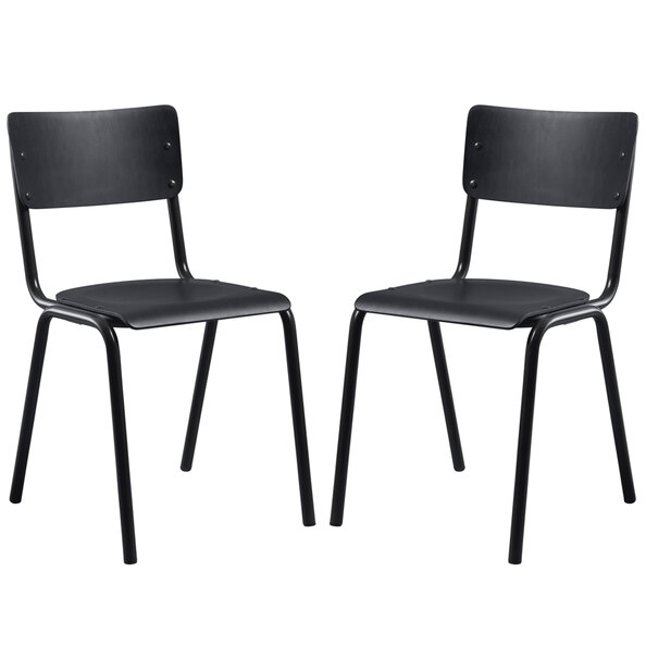 Toulouse Black Wooden Stacking Bar Chairs In Pair
