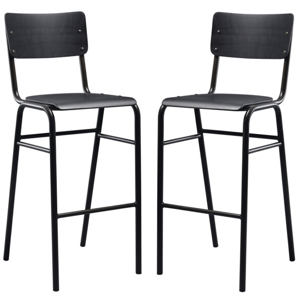 Toulouse Black Wooden Stacking Bar Stools In Pair