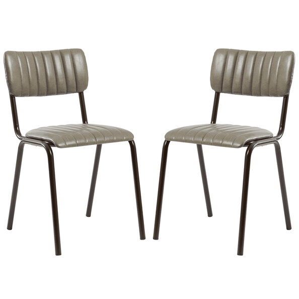 Toulouse Vintage Dark Grey Faux Leather Stacking Bar Chairs In Pair